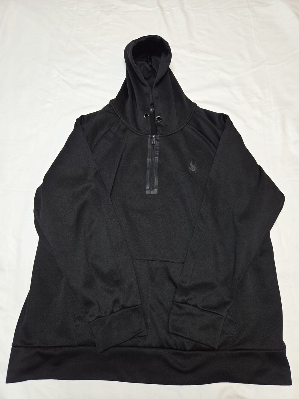 Spyder Active Men's Quarter Zip Hoodie Size Large Black Long Sleeve